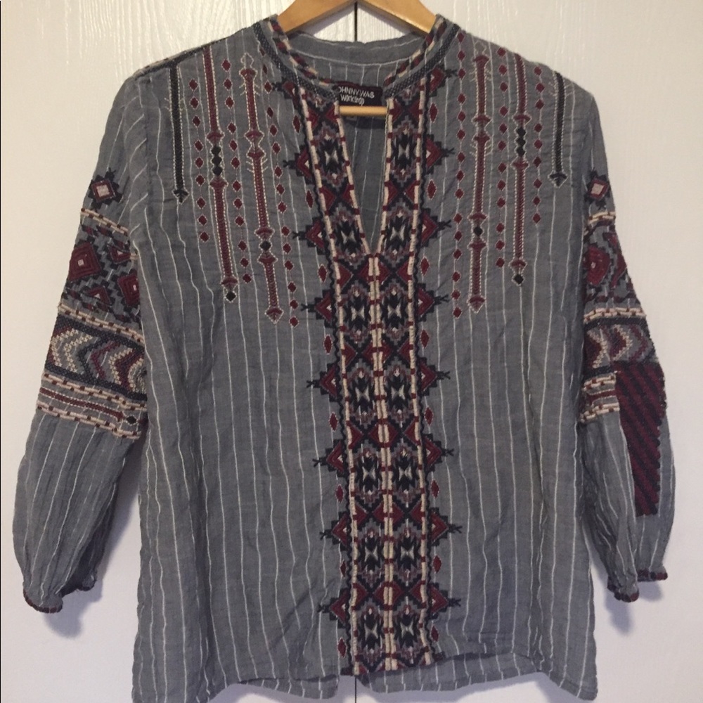 Johnny Was embroidered chambray shirt